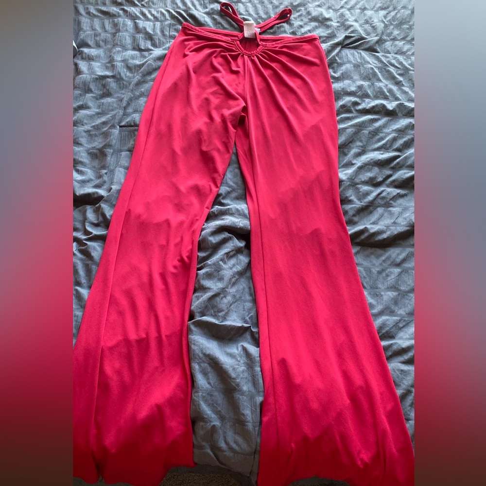 Red flare pants
